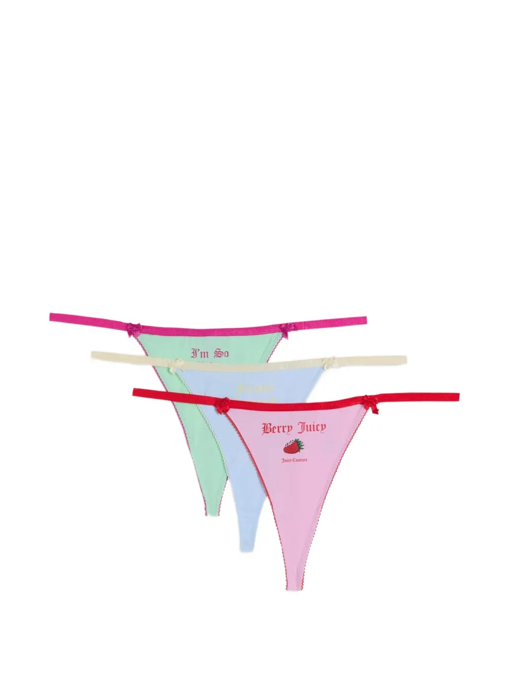 Juicy Couture Perizoma con motivo frutta (3 pezzi) - Rosa