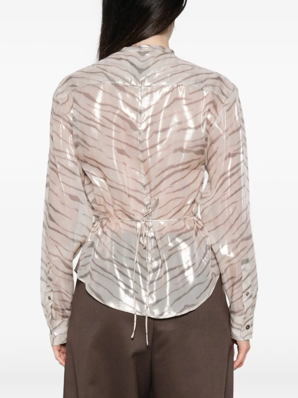 ISABEL MARANT Blouse met metallic afwerking en zebraprint Beige