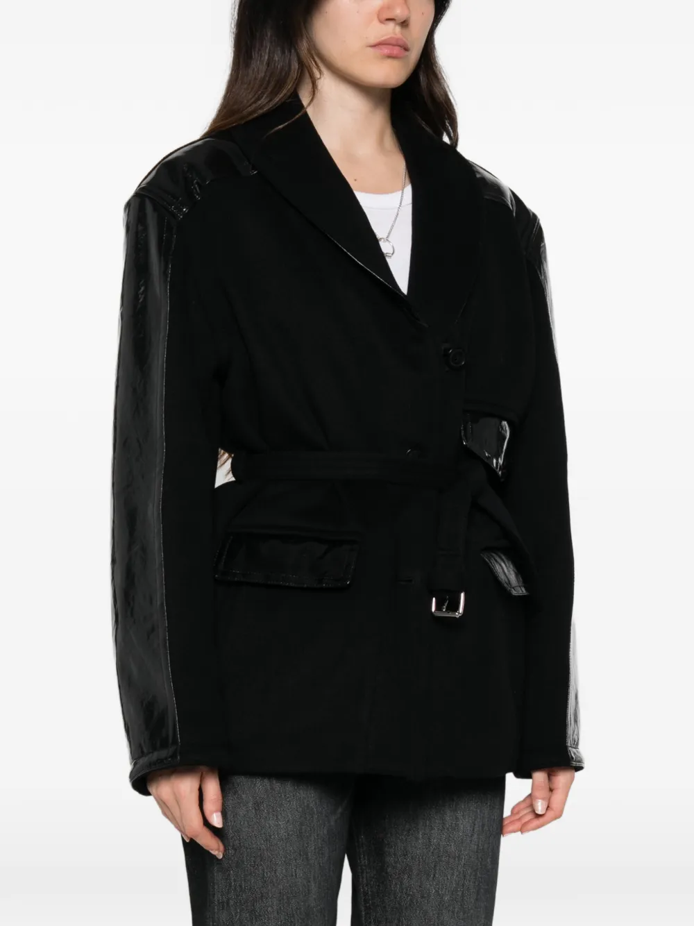 ISABEL MARANT belted panelled coat Zwart