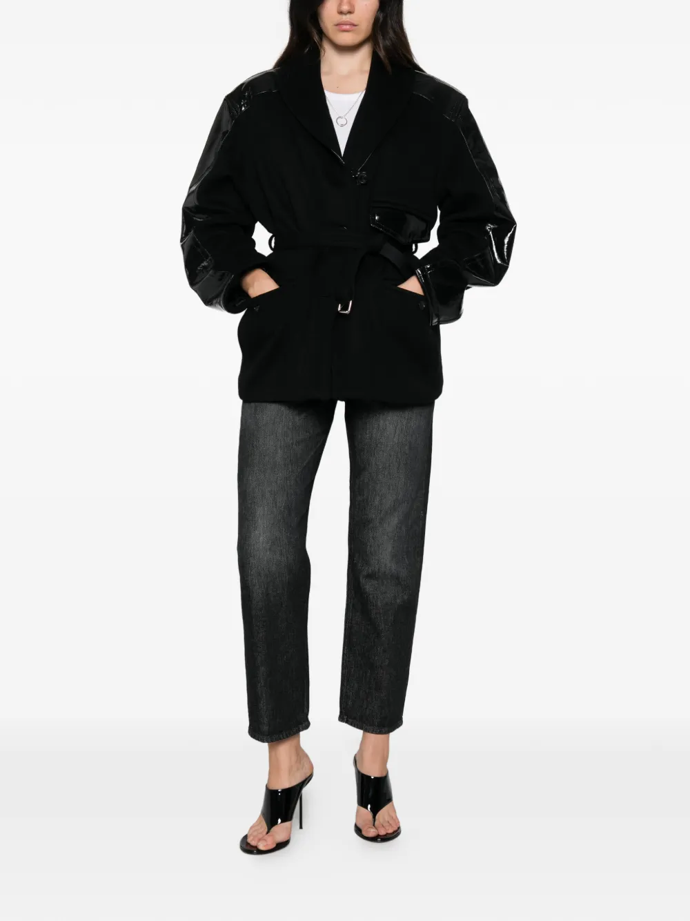 ISABEL MARANT belted panelled coat Zwart