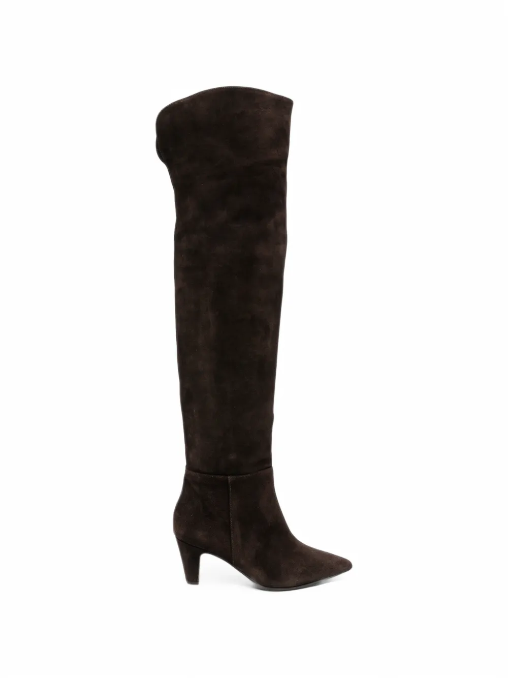 Anna F. pointed-toe over-the-knee boots in Brown