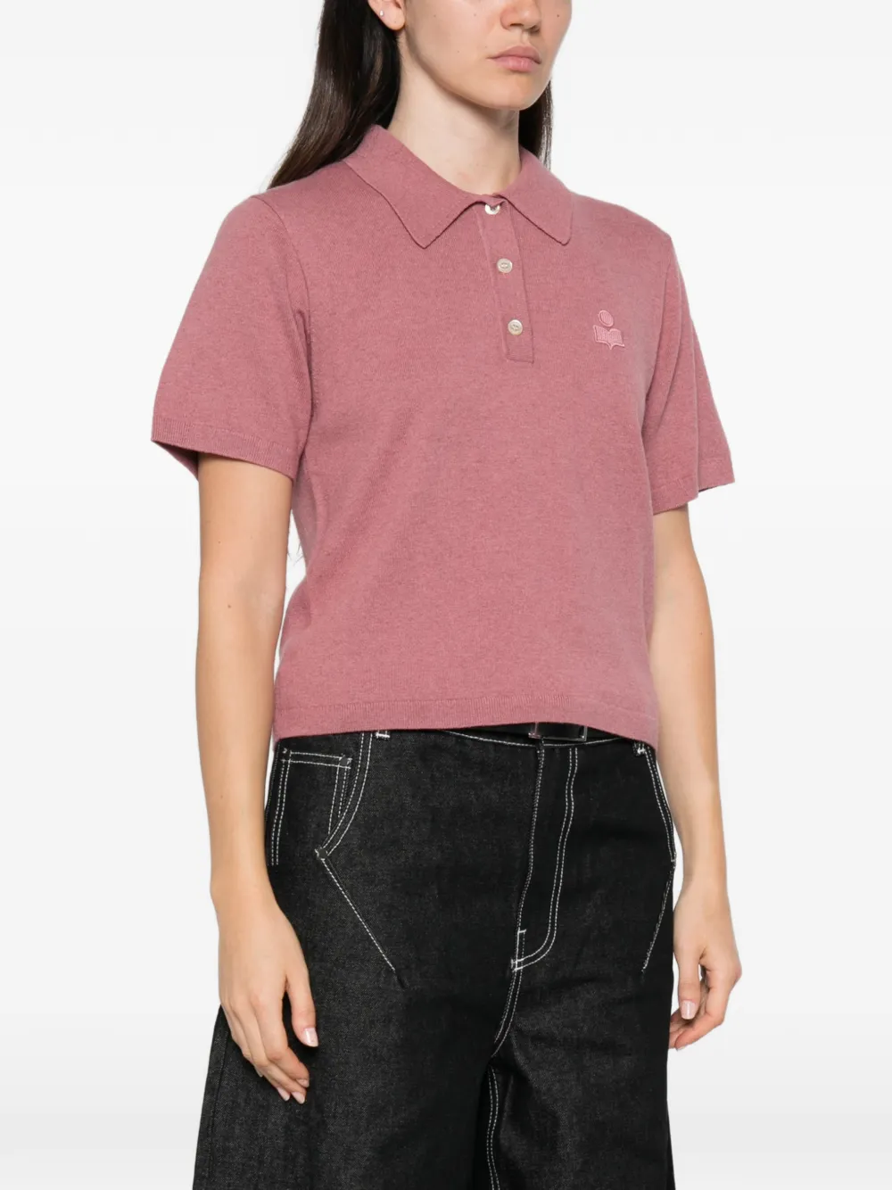 Maison Etoile Poloshirt met geborduurd logo Roze