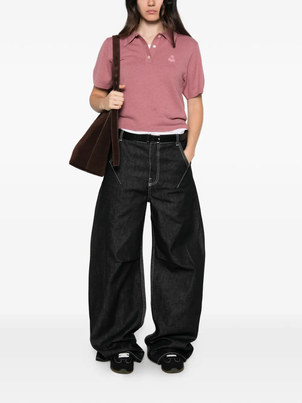 Maison Etoile Poloshirt met geborduurd logo Roze