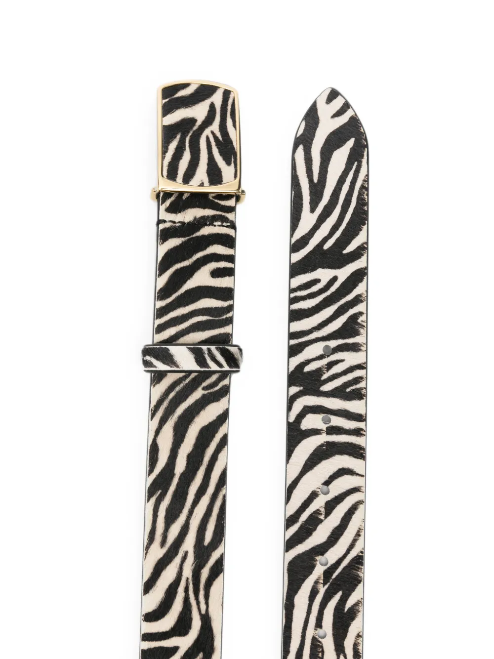 ISABEL MARANT Leren riem met zebraprint Wit