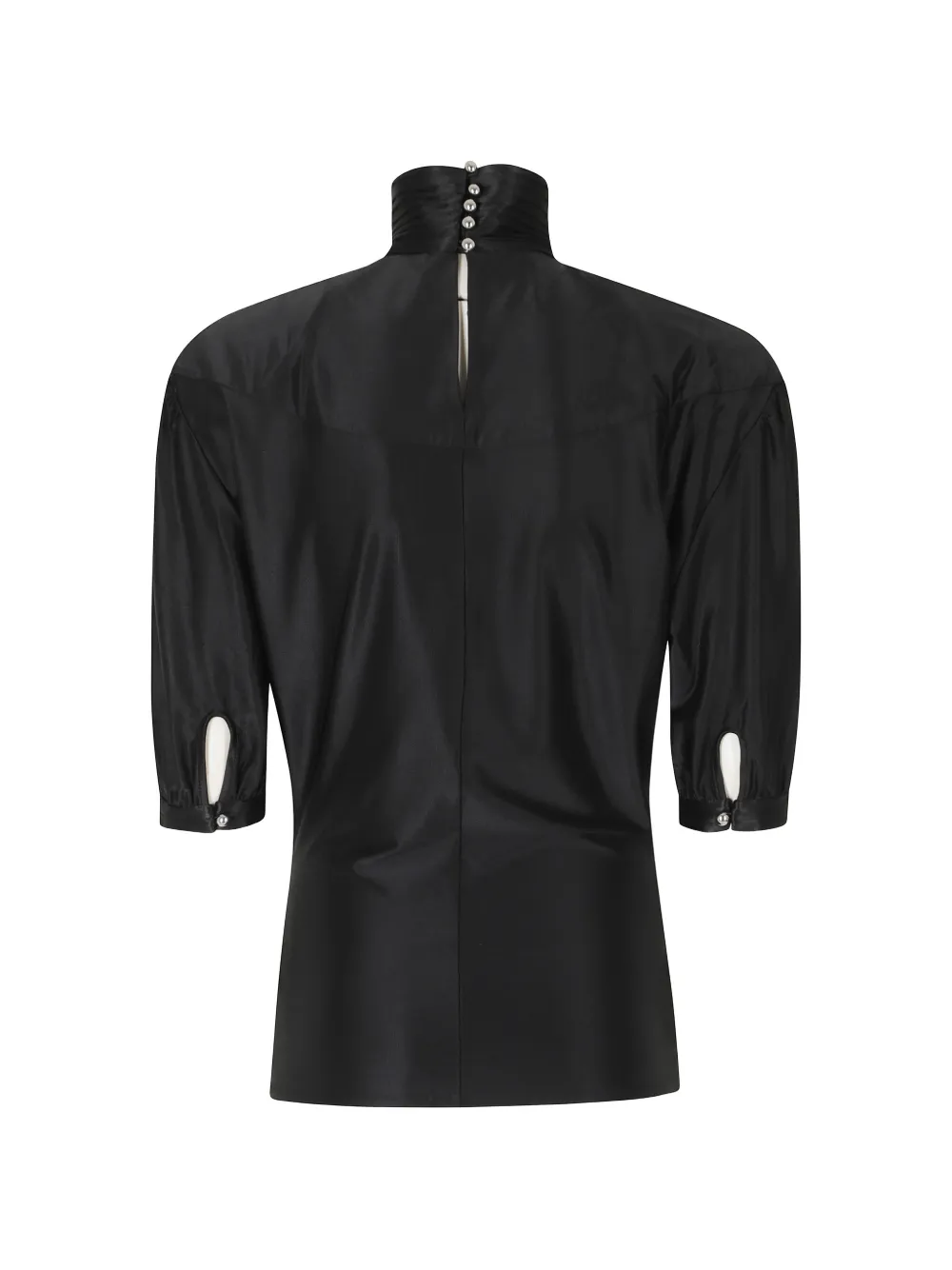Rabanne high-neck short-sleeve top Zwart