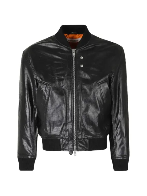 Sunflower ribbed-trim leather jacket