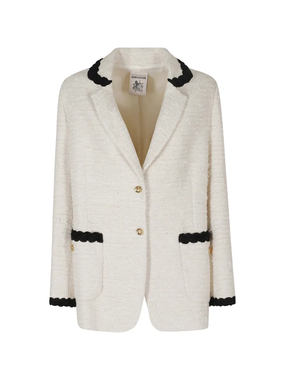 Semicouture Giacca Olivia braided-trim tweed jacket - Tons neutres Semicouture Giacca Olivia braided-trim tweed jacket - Tons neutres