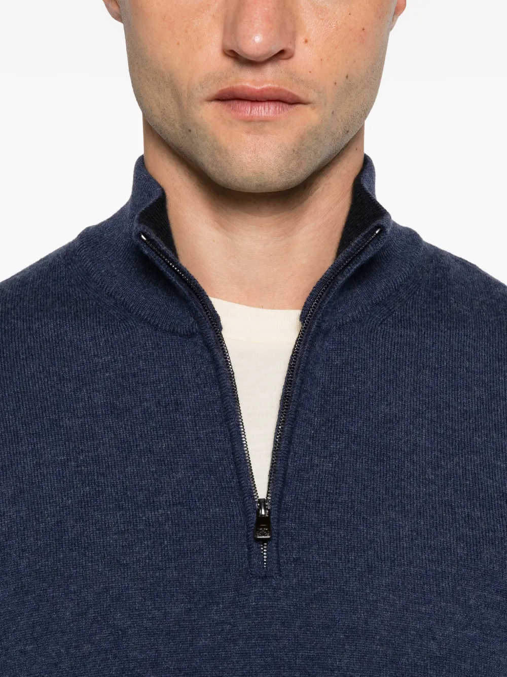 Corneliani Gebreide trui met kwartrits Blauw