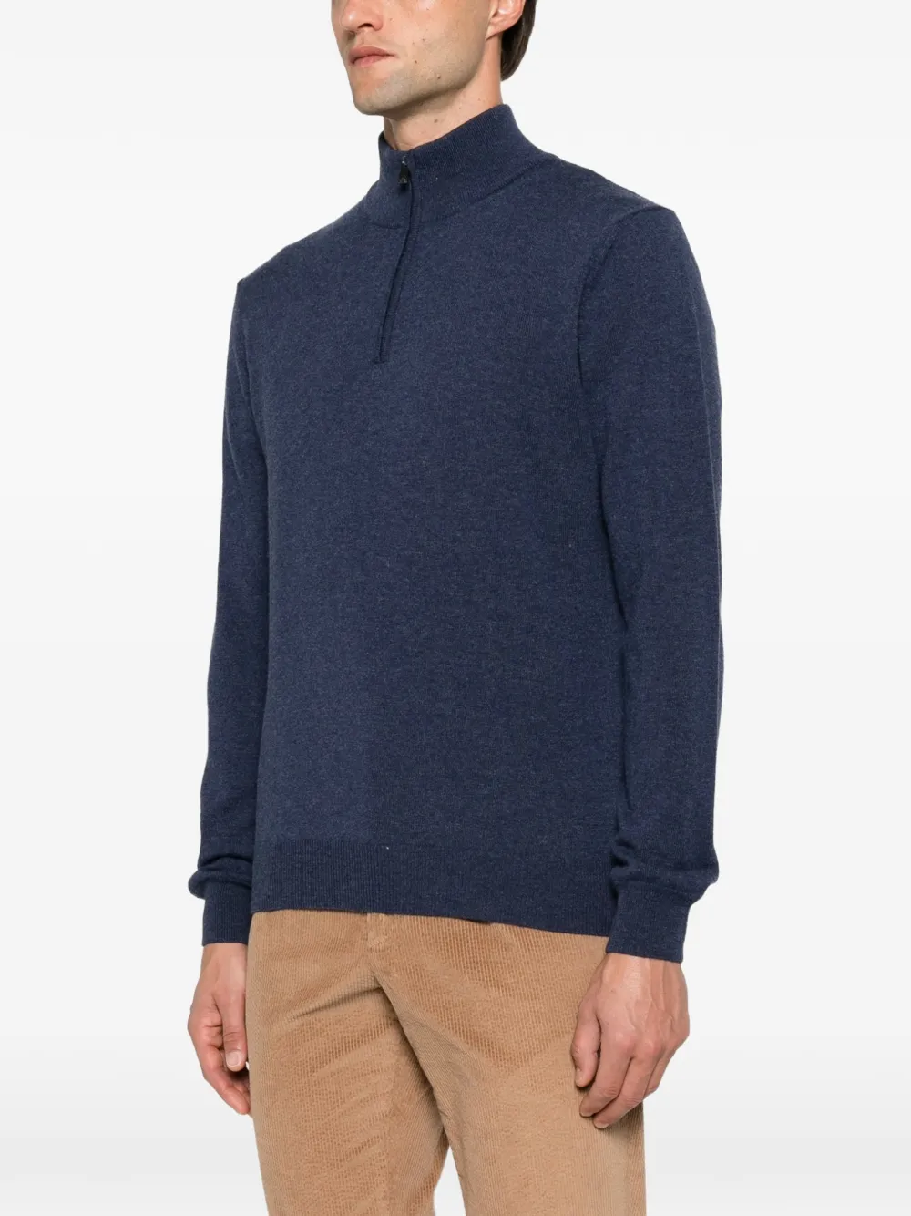 Corneliani Gebreide trui met kwartrits Blauw