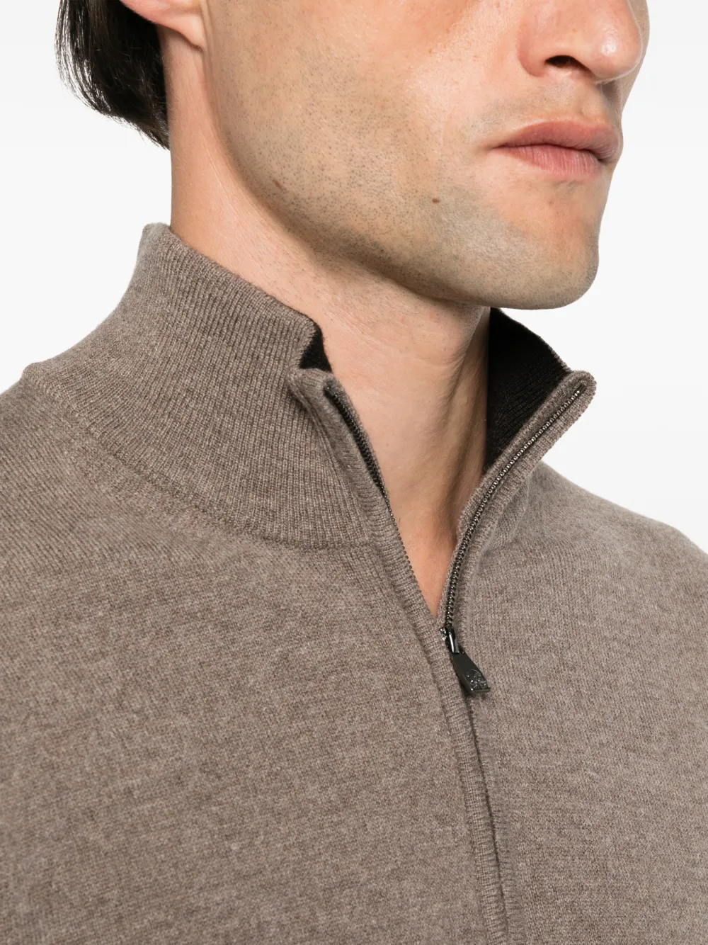 Corneliani Gebreide trui met kwartrits Beige