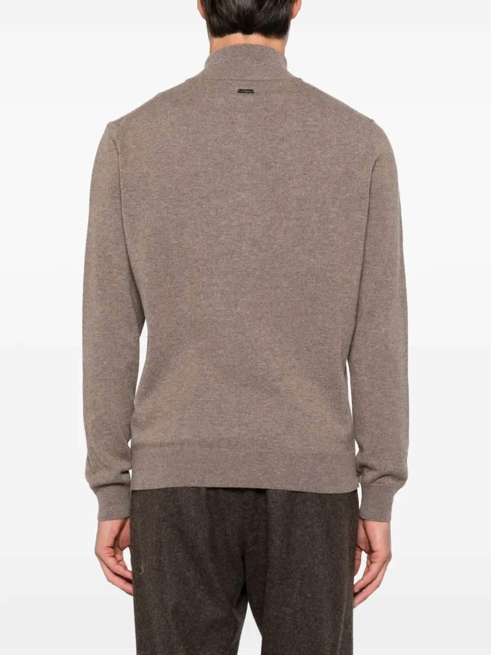 Corneliani Gebreide trui met kwartrits Beige