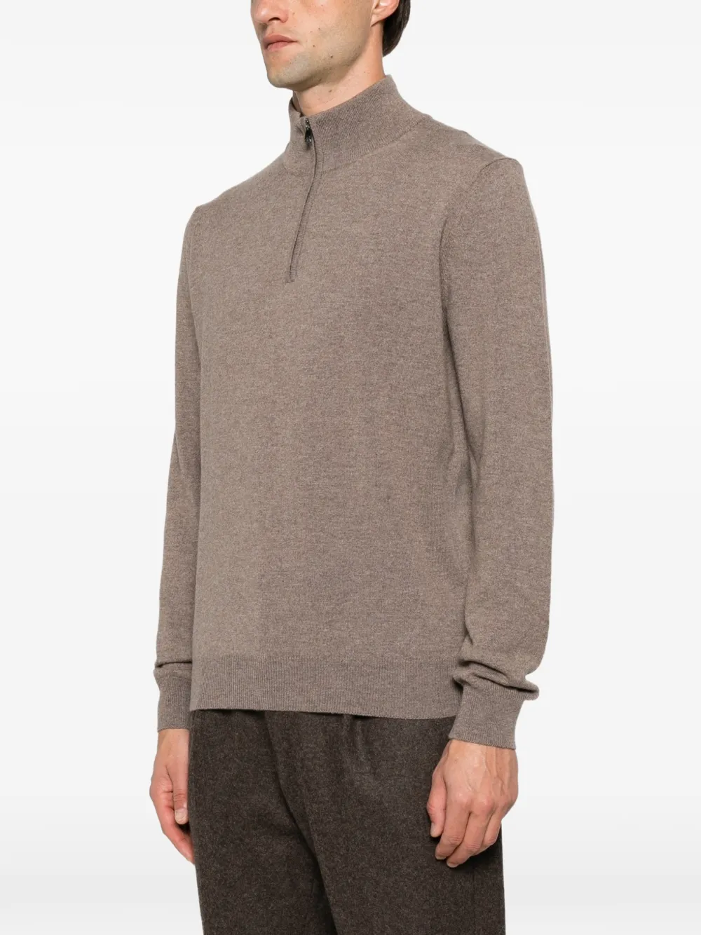 Corneliani Gebreide trui met kwartrits Beige