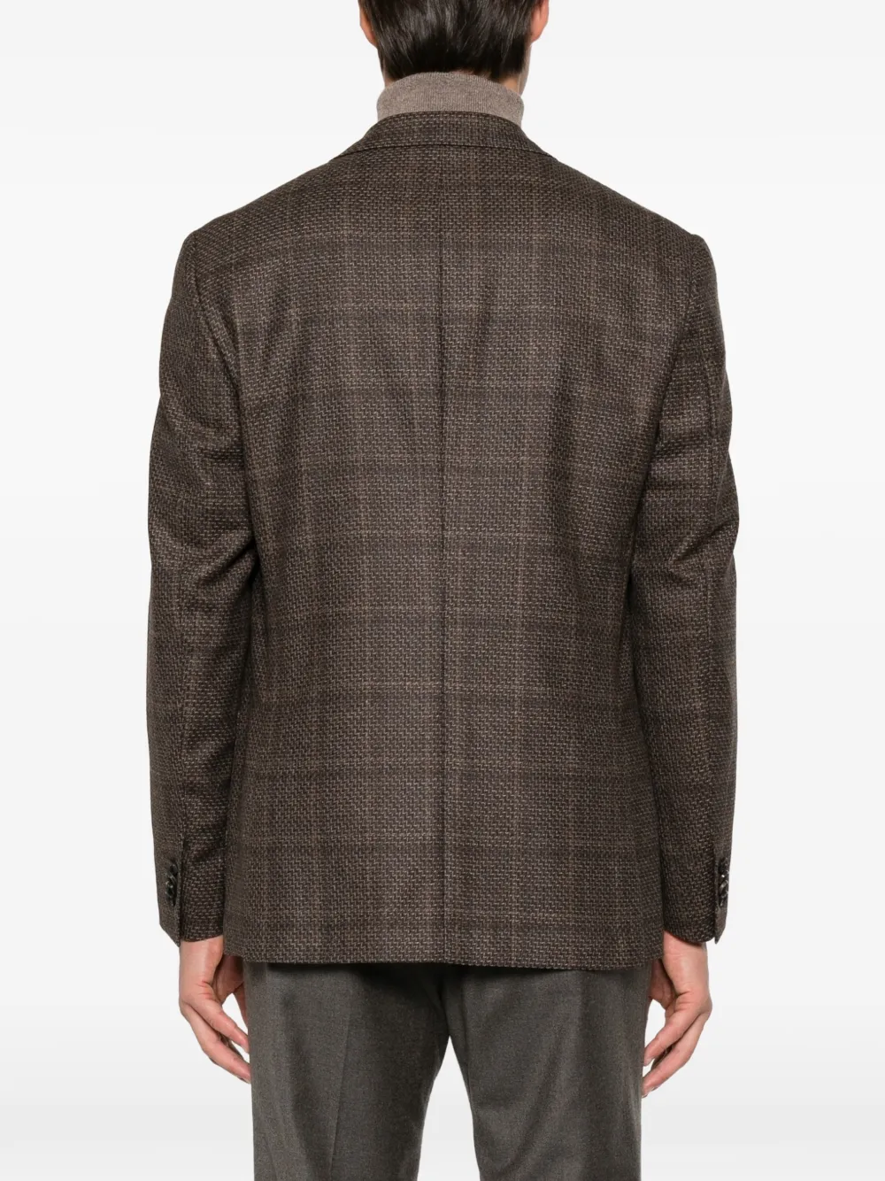 Corneliani Check-pattern Virgin Wool Blazer In Brown