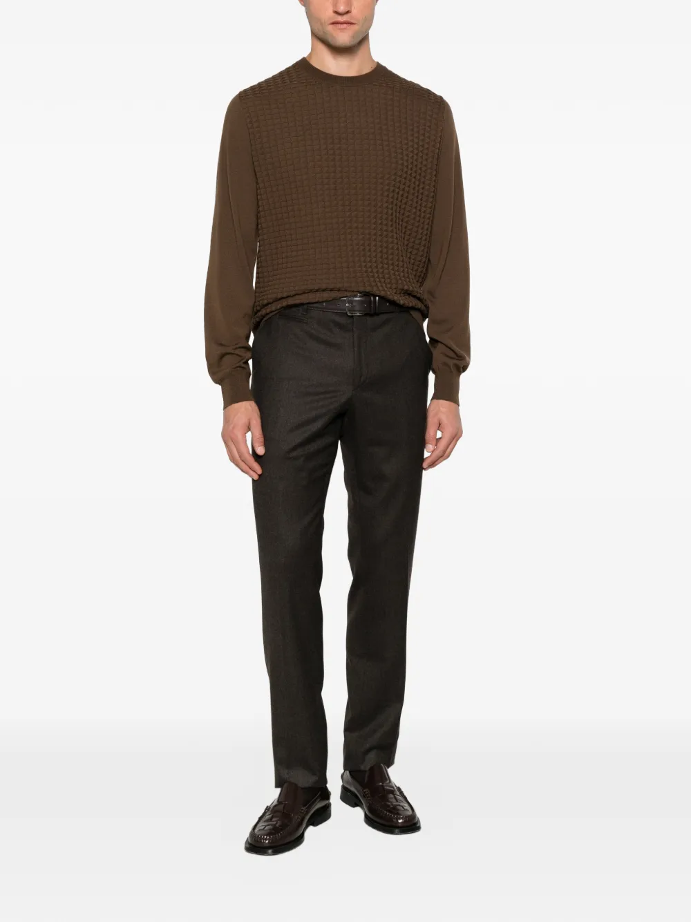 Corneliani Gebreide trui met textuur Bruin