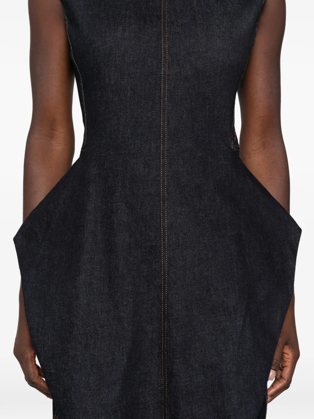 Jacquemus Mouwloze midi-jurk met contrasterende stiksels Blauw