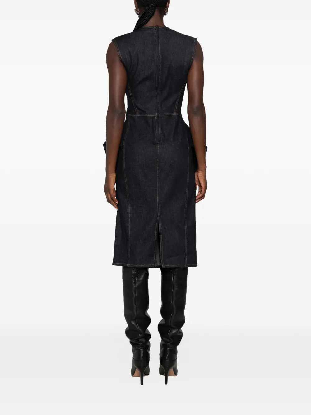 Jacquemus Mouwloze midi-jurk met contrasterende stiksels Blauw