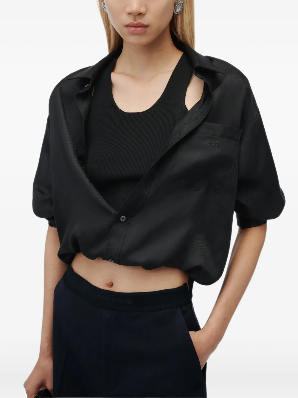 Alexander Wang High-waist elastische mini-shorts met logo Blauw