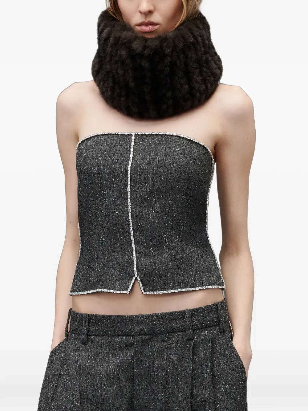Alexander Wang Strapless bustier top met verfraaide ketting Grijs