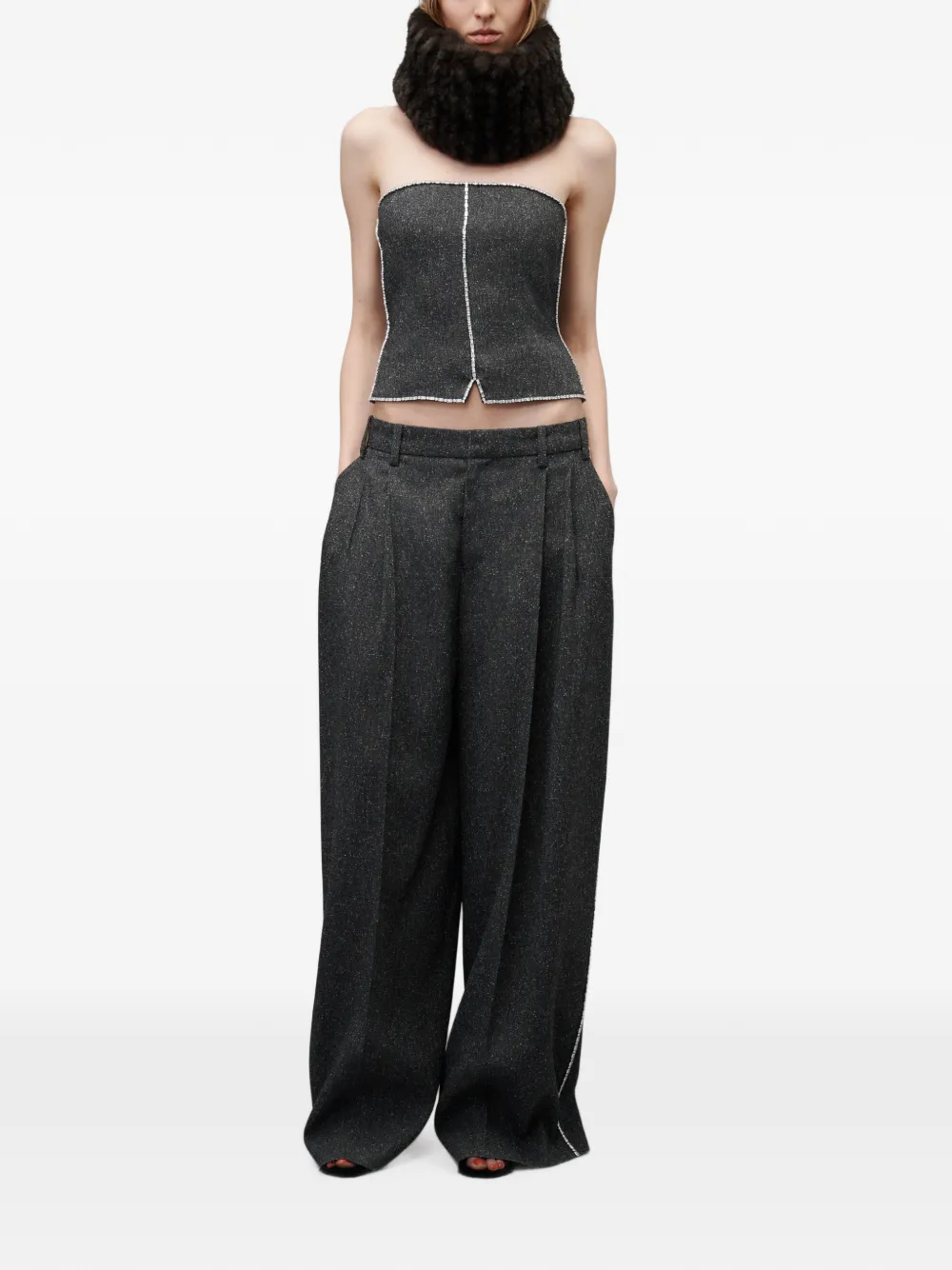 Alexander Wang Strapless bustier top met verfraaide ketting Grijs