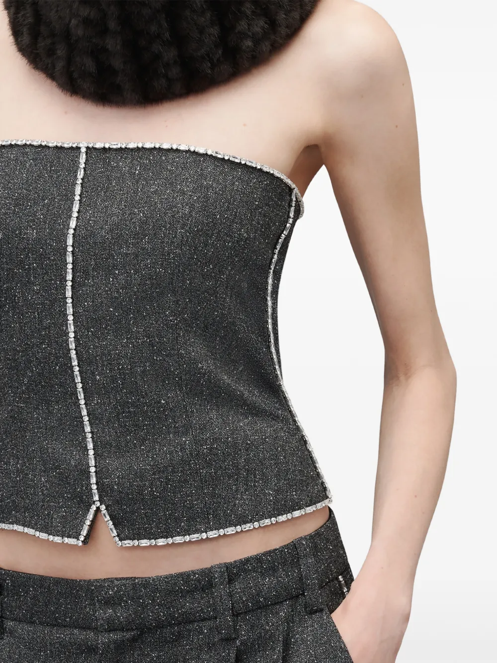 Alexander Wang Strapless bustier top met verfraaide ketting Grijs