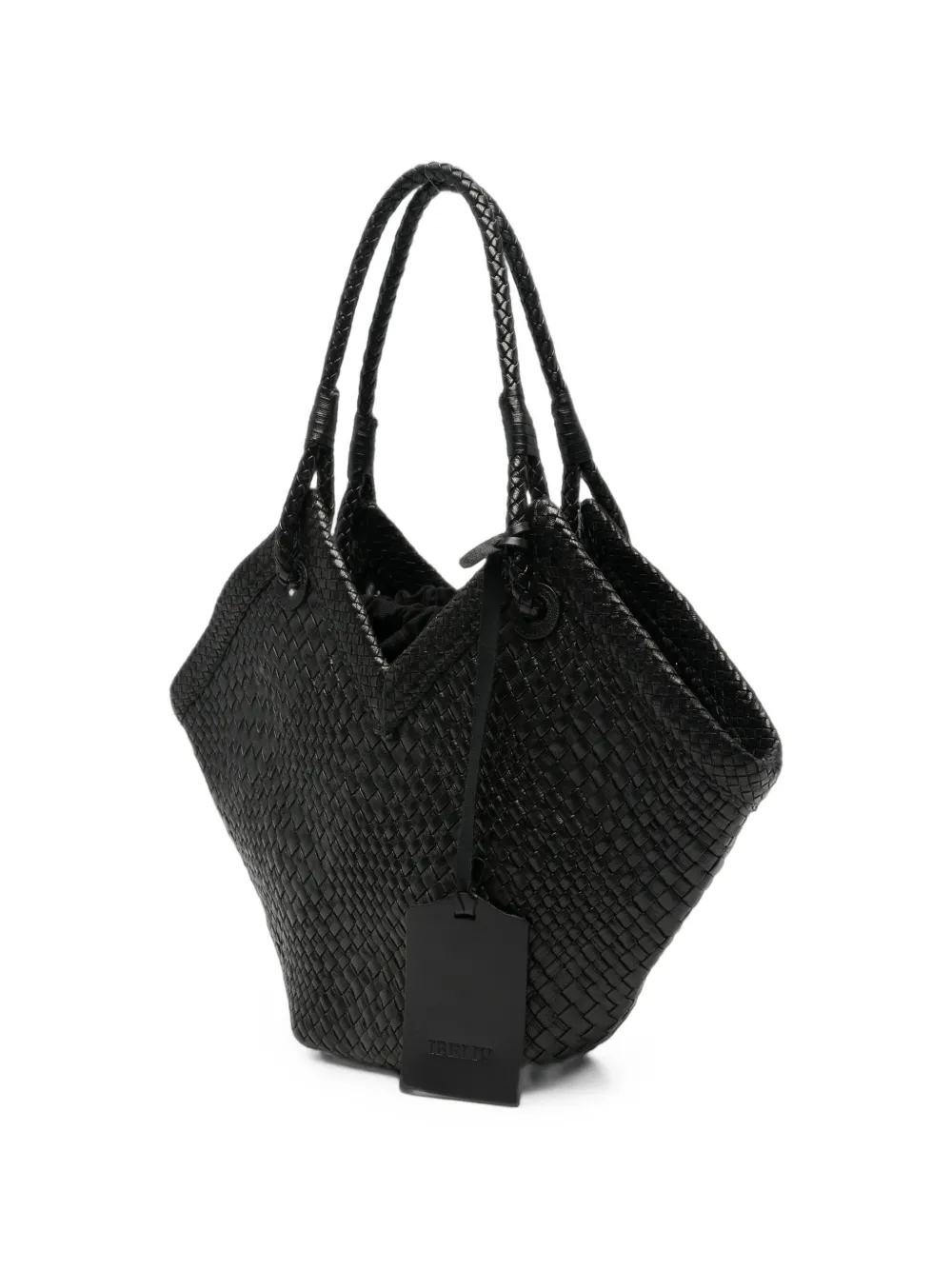IBELIV Medium Trinity geweven leren shopper Zwart