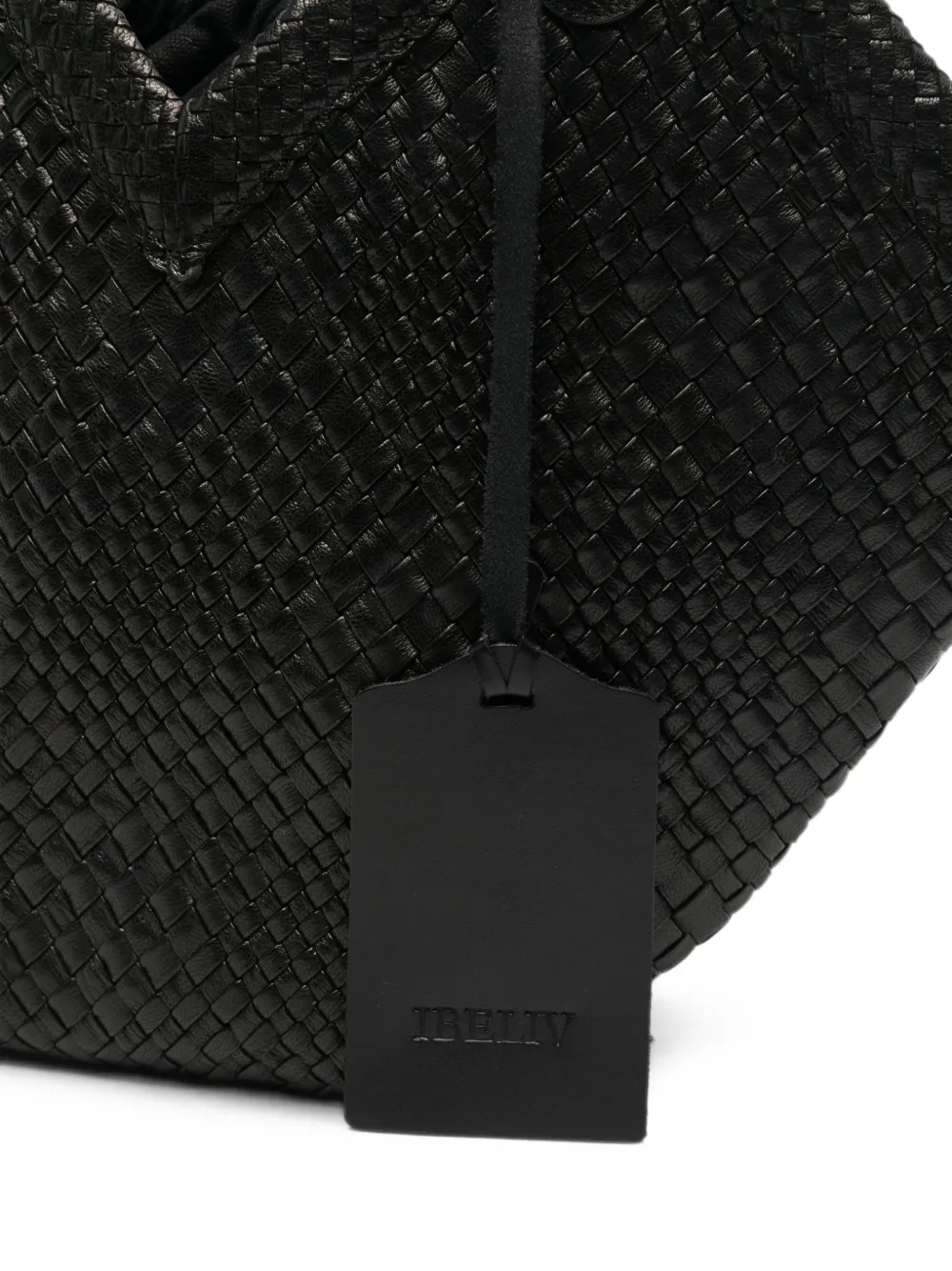 IBELIV Medium Trinity geweven leren shopper Zwart