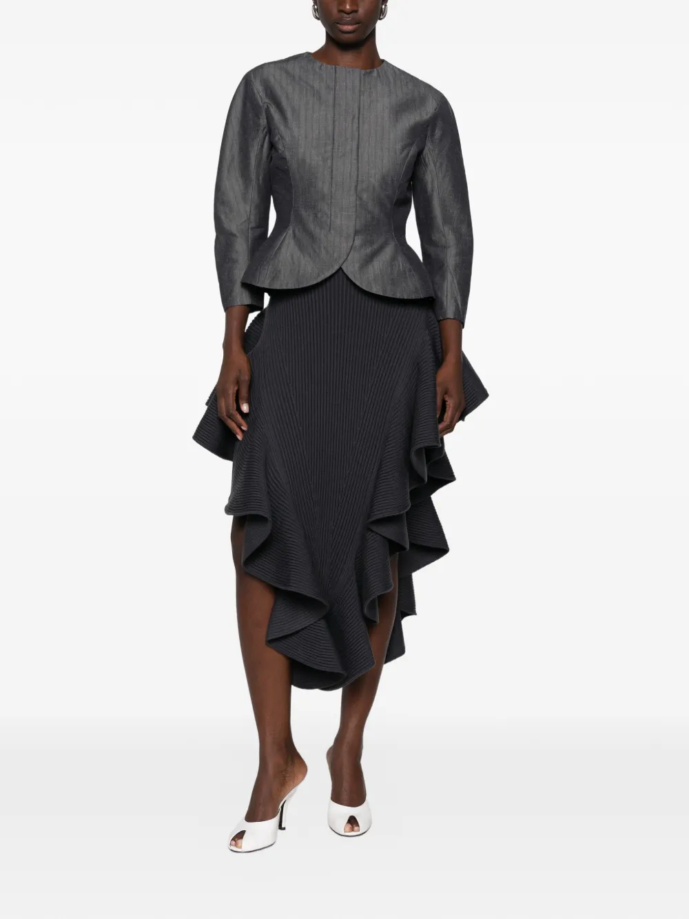 Jacquemus Jack met peplum en krijtstreep Grijs