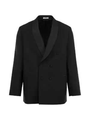 Auralee Striped two-button Jacket | Grey | FARFETCH