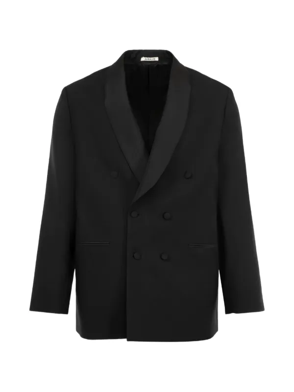 Auralee Double-breasted Shawl-collar Blazer in Black