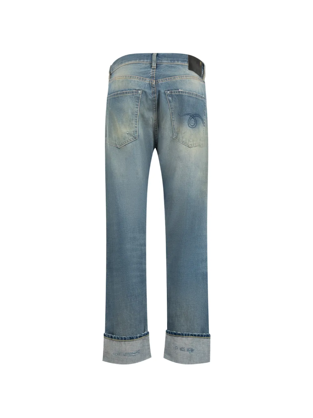 R13 Gerafelde boyfriend jeans met omslagen Blauw