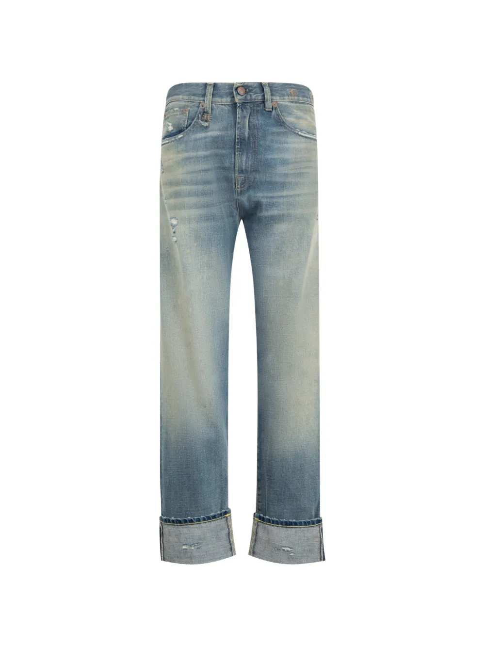 R13 distressed cuffed boyfriend jeans