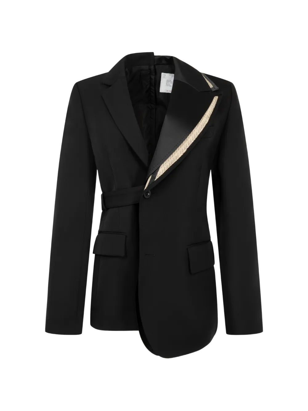 sacai asymmetric belted blazer