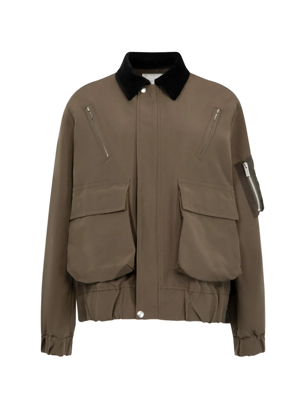 sacai grosgrain-bonded blouson jacket - Marrone