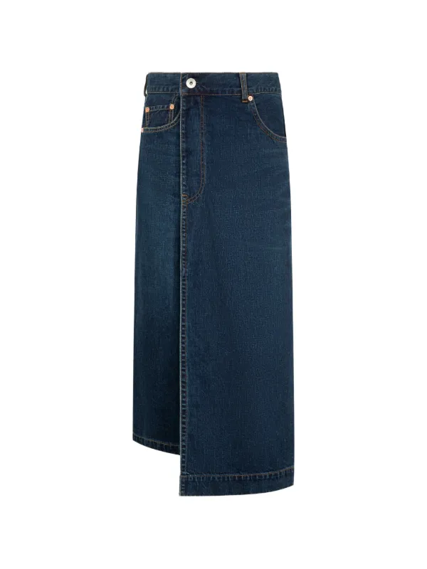 Sacai Asymmetric Wrap Maxi Skirt in Blue