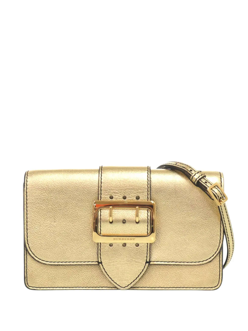 Burberry Pre-Owned 2000-2017 Metallic Calfskin Buckle crossbody bag - Gold