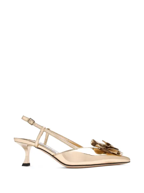 Jimmy Choo flower-embellished leather pumps
