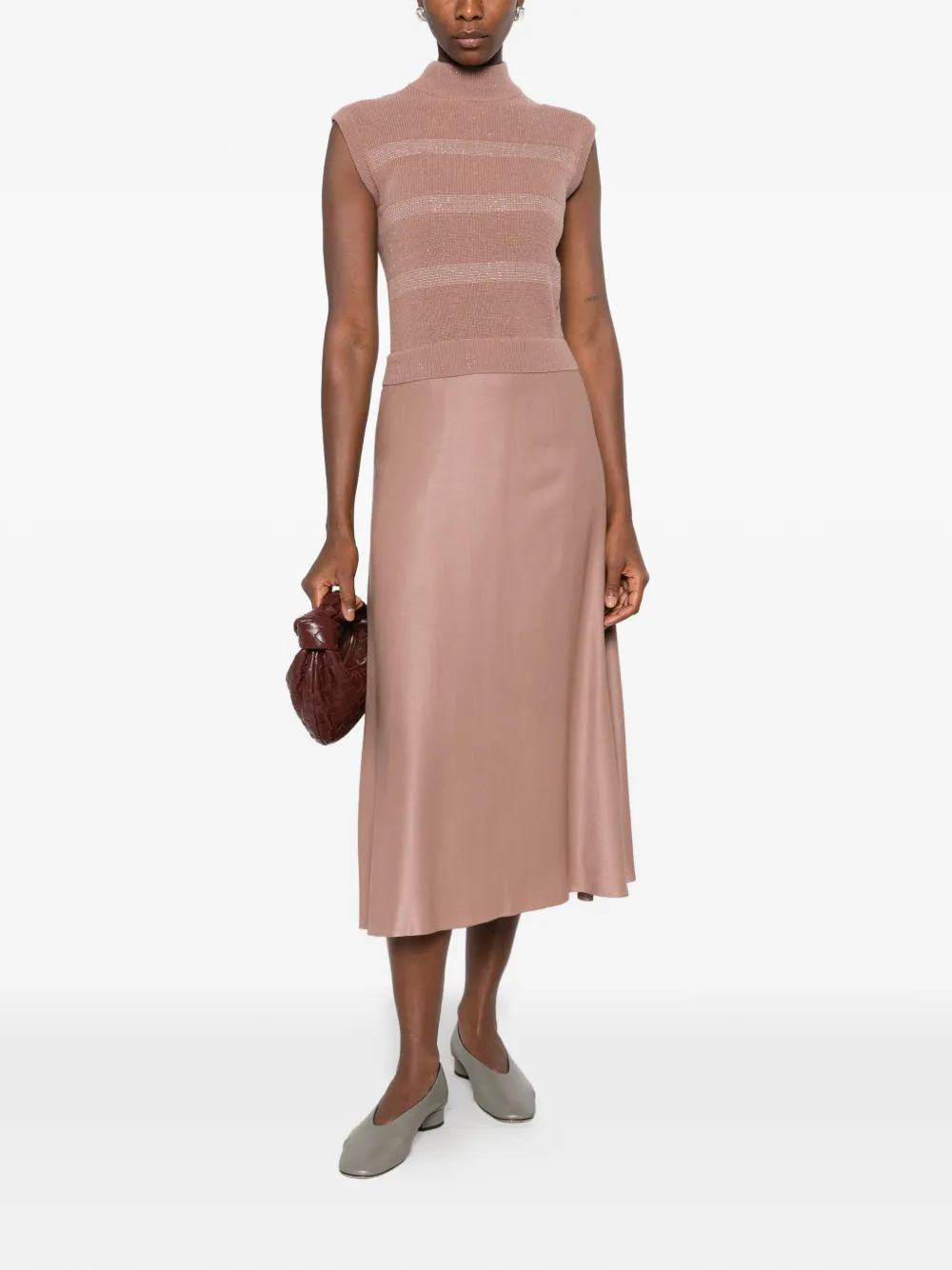 Peserico Midi-jurk met pailletten Beige