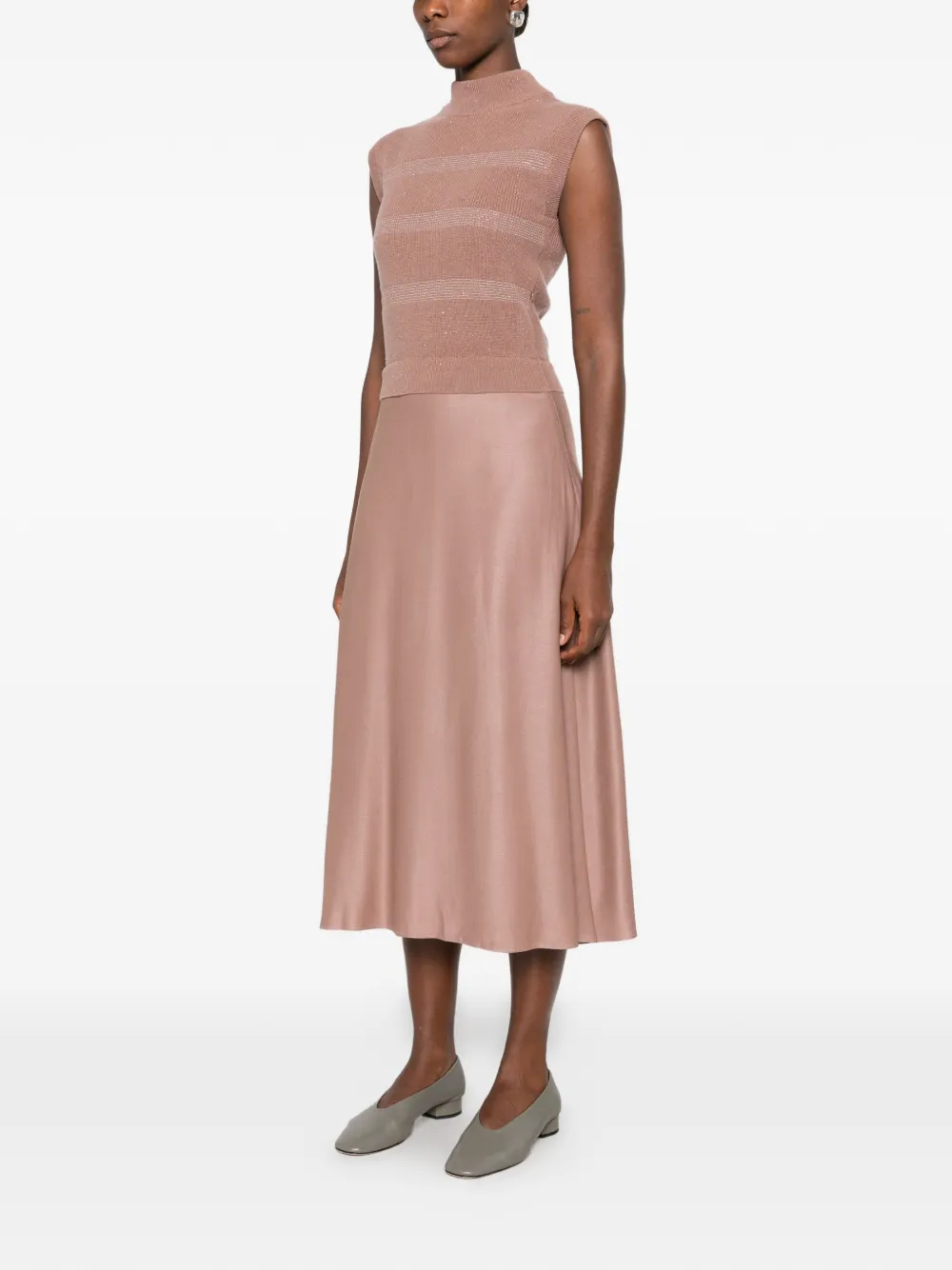Peserico Midi-jurk met pailletten Beige