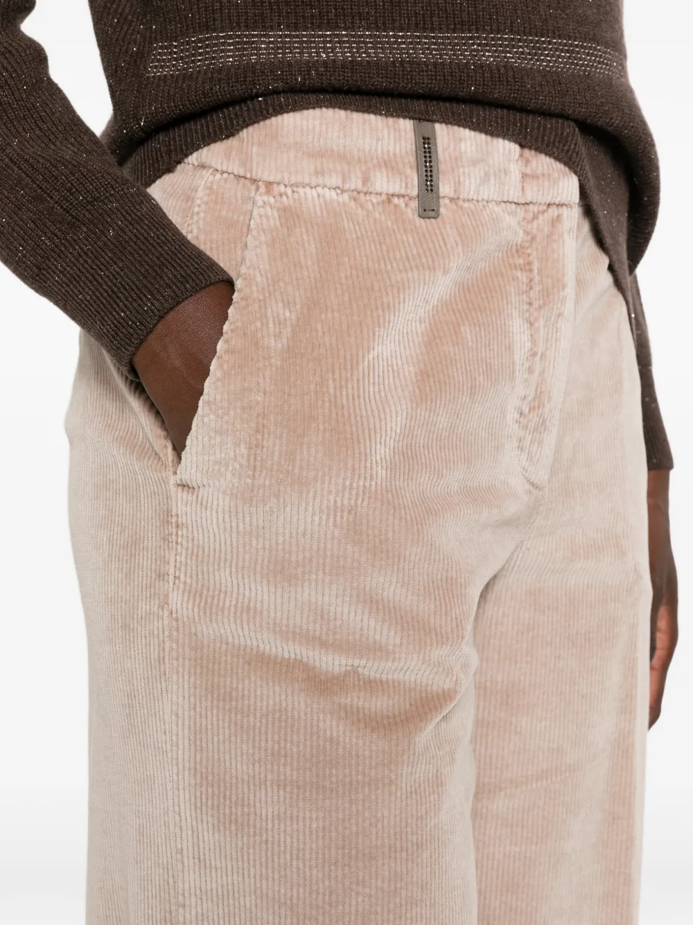 Peserico Ribfluwelen broek met wijde pijpen Beige