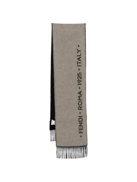 FENDI logo-print fringed scarf