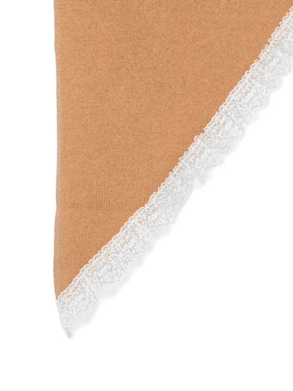 GANNI Sjaal met afwerking van kant Beige