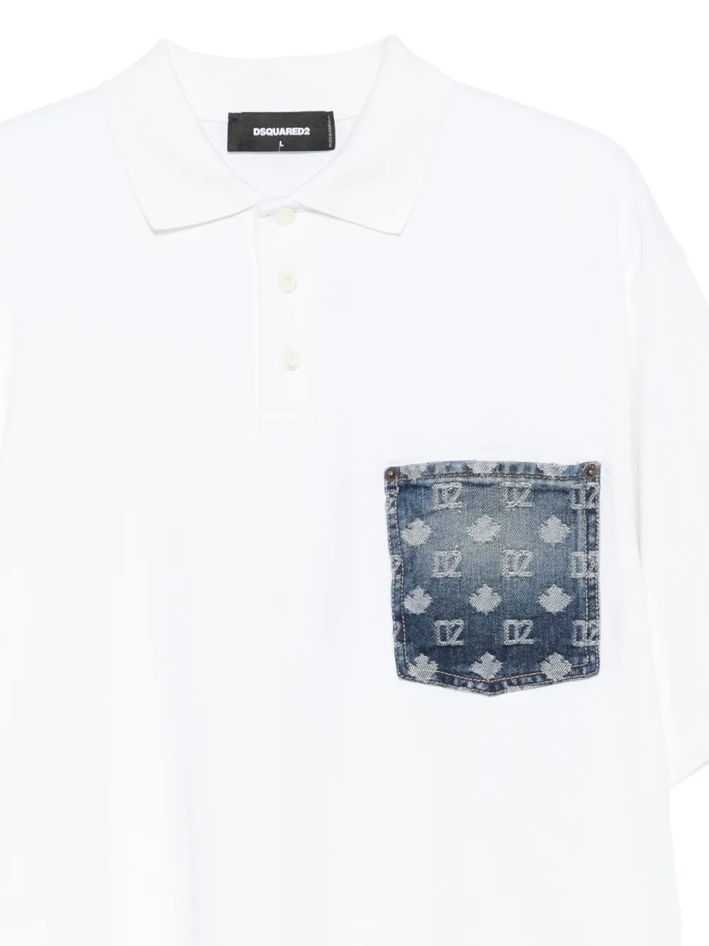 DSQUARED2 Poloshirt met denim zak Wit