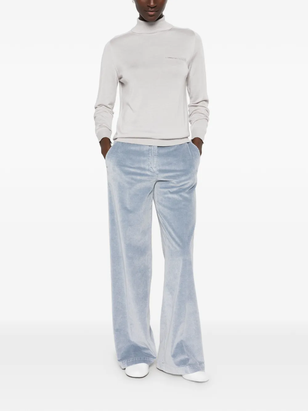 Peserico Ribfluwelen broek met wijde pijpen Blauw
