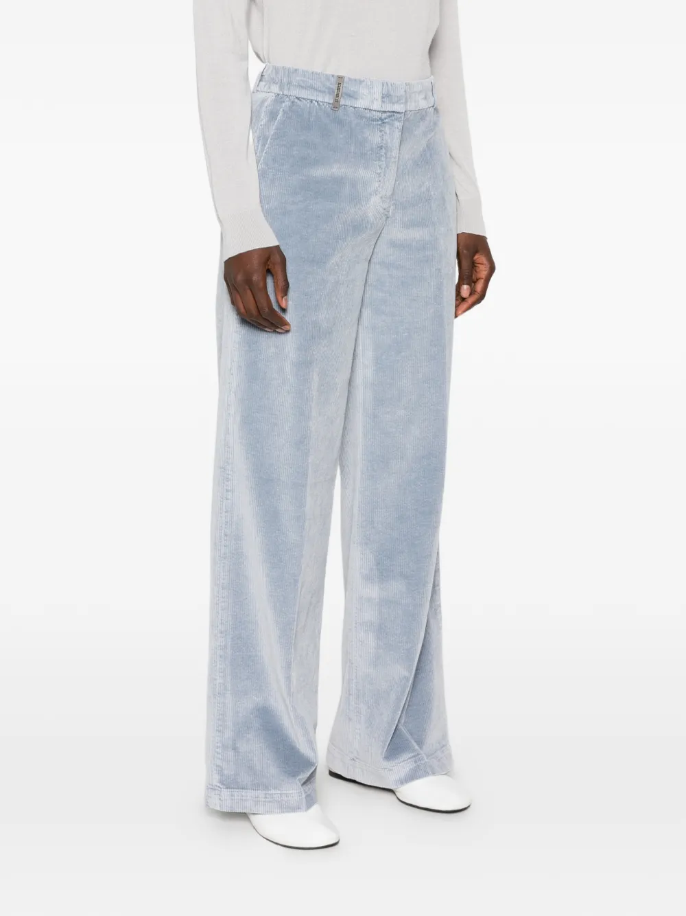 Peserico Ribfluwelen broek met wijde pijpen Blauw