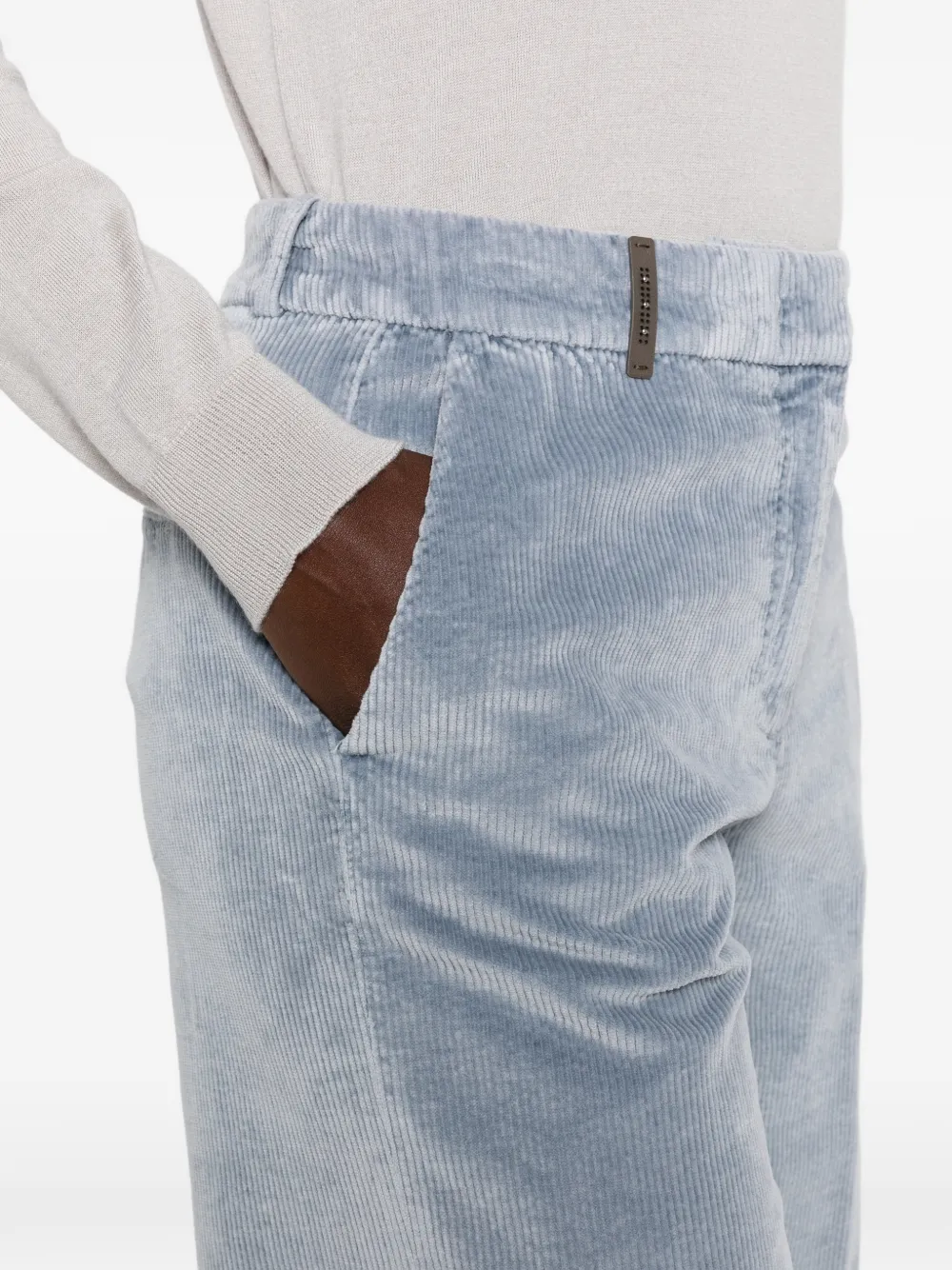 Peserico Ribfluwelen broek met wijde pijpen Blauw