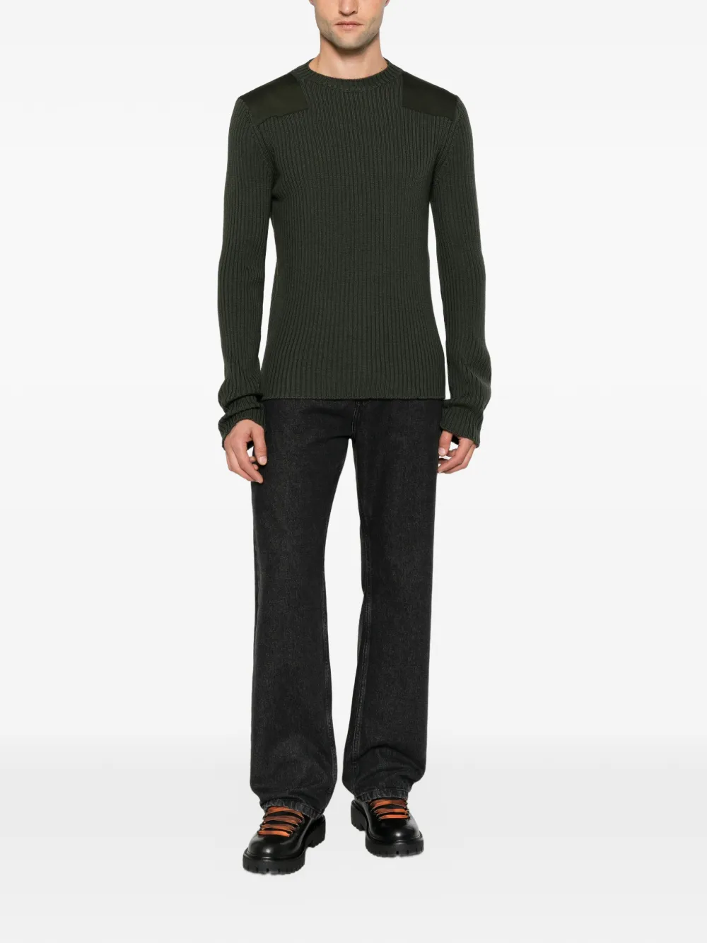 FENDI Ribgebreide trui met schouderpatch Groen