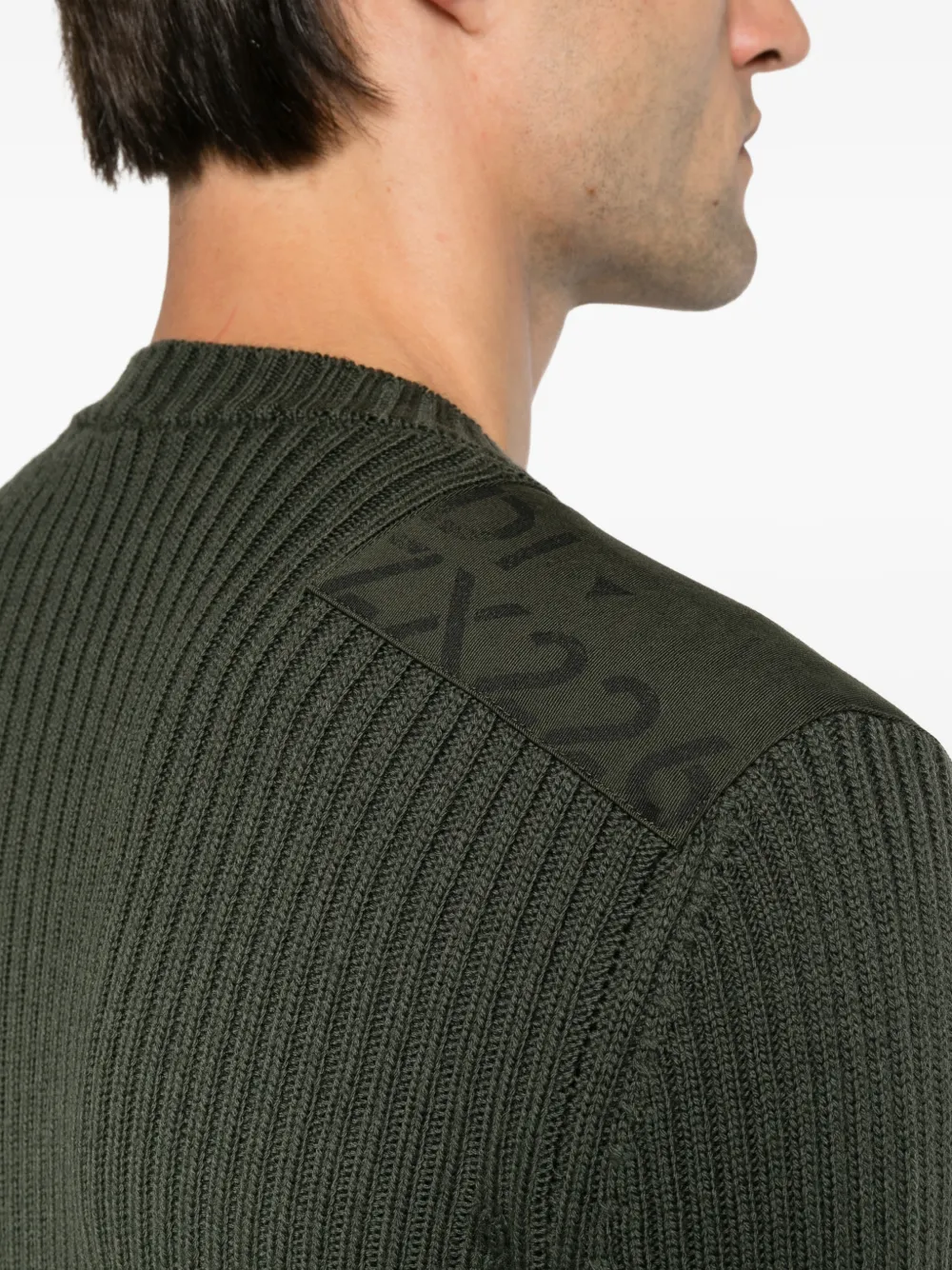 FENDI Ribgebreide trui met schouderpatch Groen