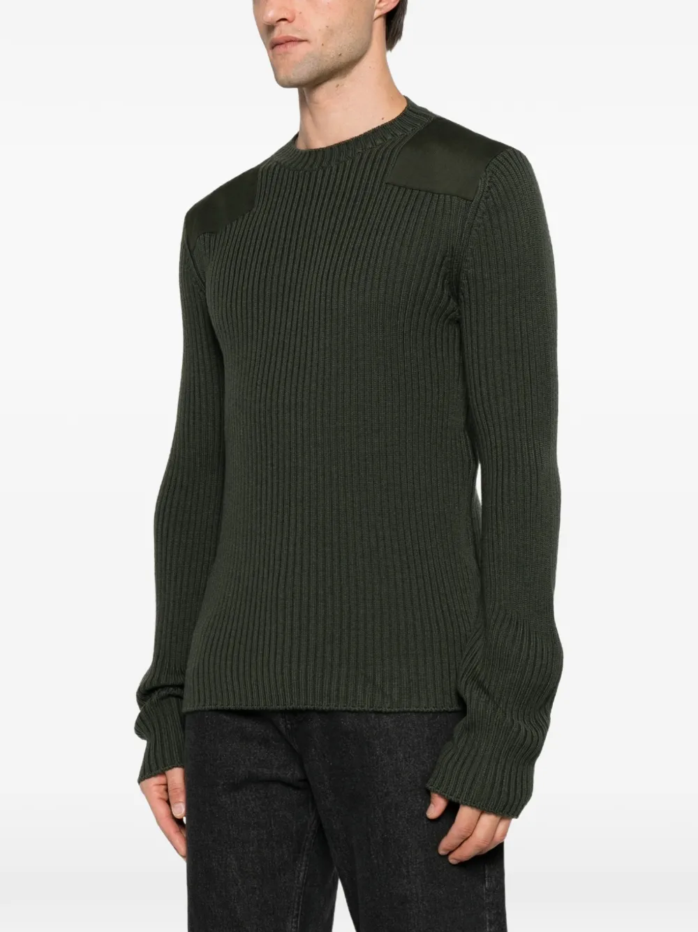 FENDI Ribgebreide trui met schouderpatch Groen
