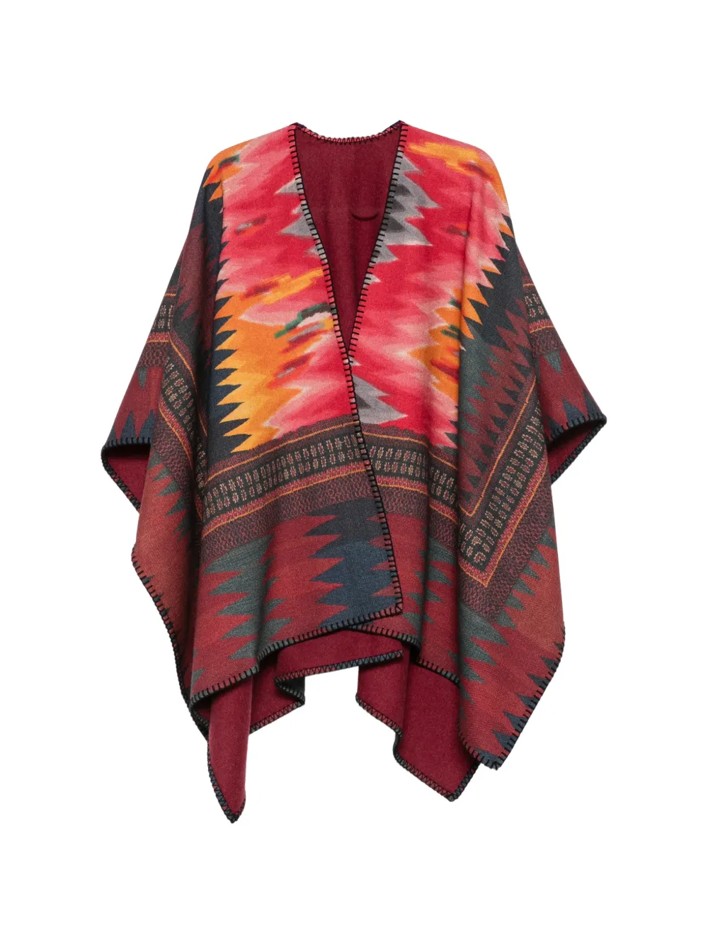 Pierre-Louis Mascia geometric-pattern blanket-stitch poncho