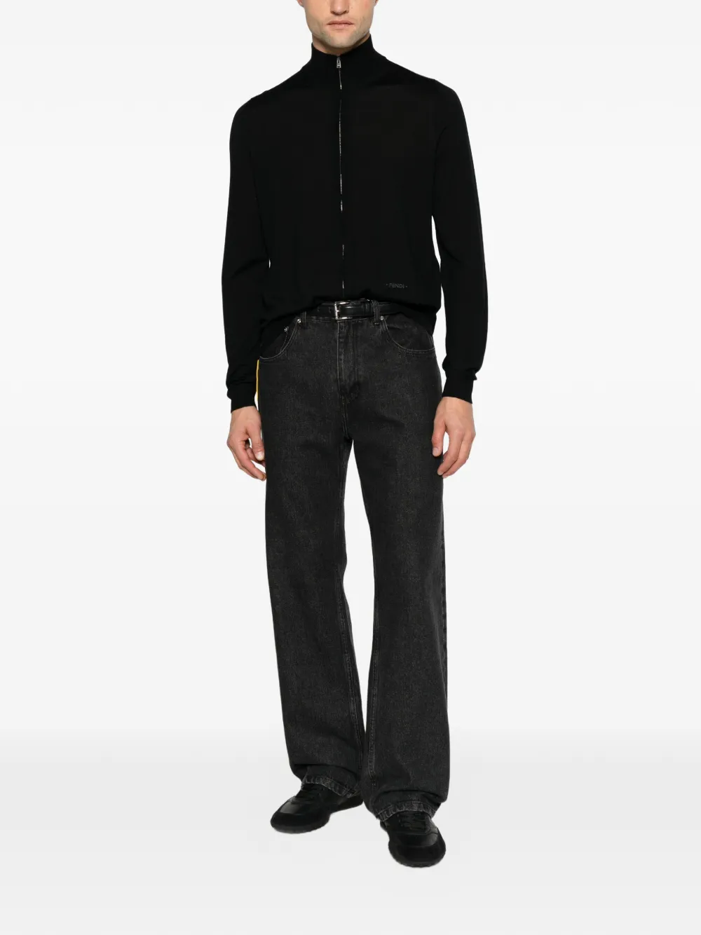 FENDI Trui met hoge hals en rits Zwart